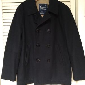 American Eagle Outfitters Men's Black Peacoat
